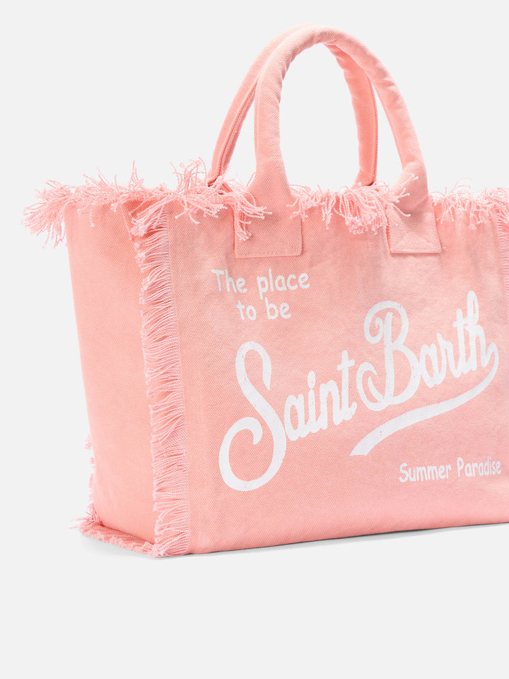 Borsa Vanity regular arancione in canvas con frange