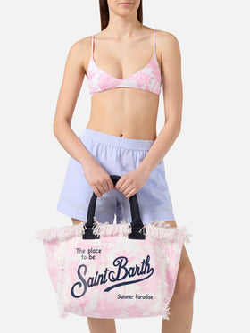 Regular Vanity canvas bag with pink toile de Jouy print