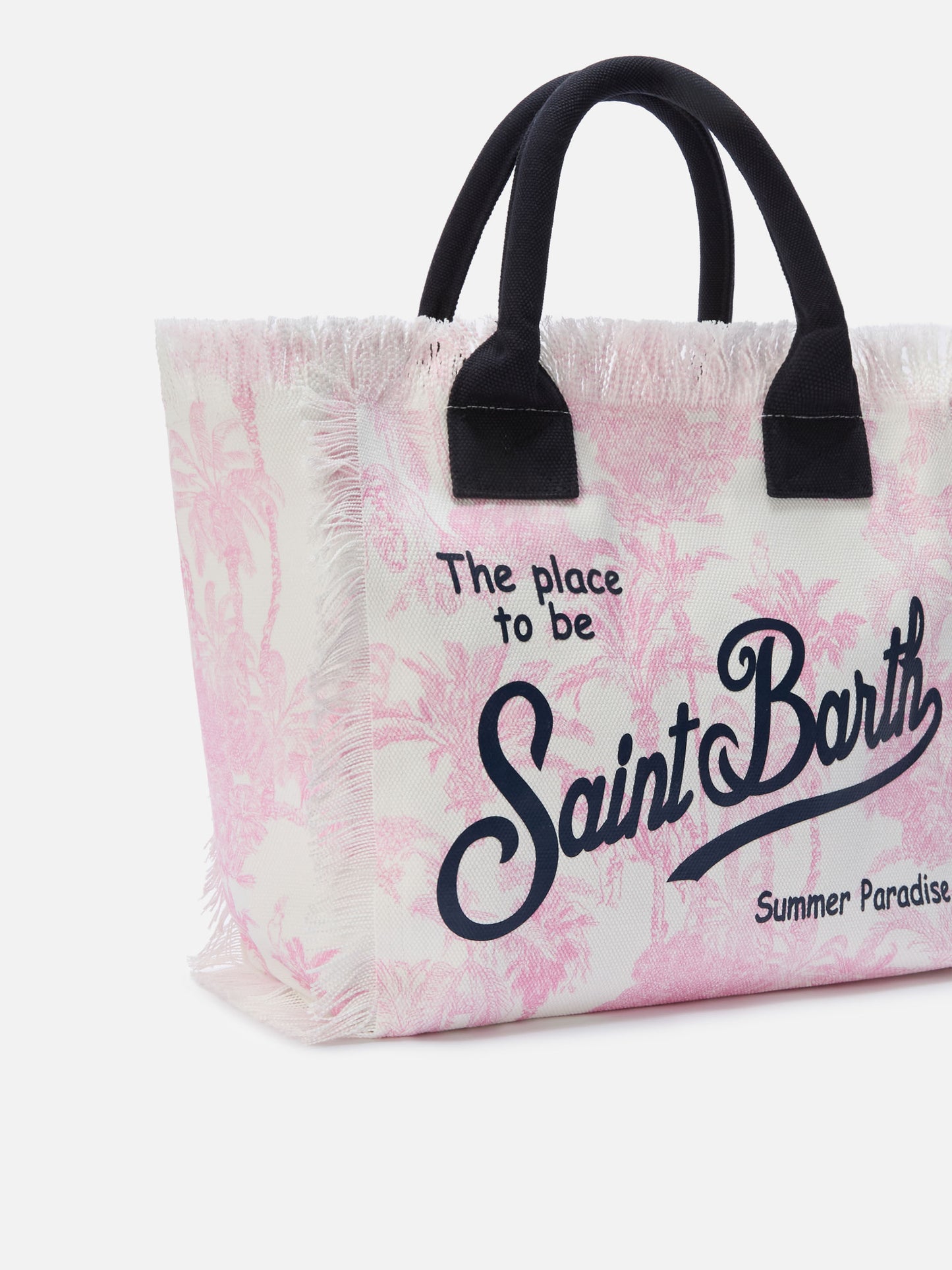 Regular Vanity canvas bag with pink toile de Jouy print