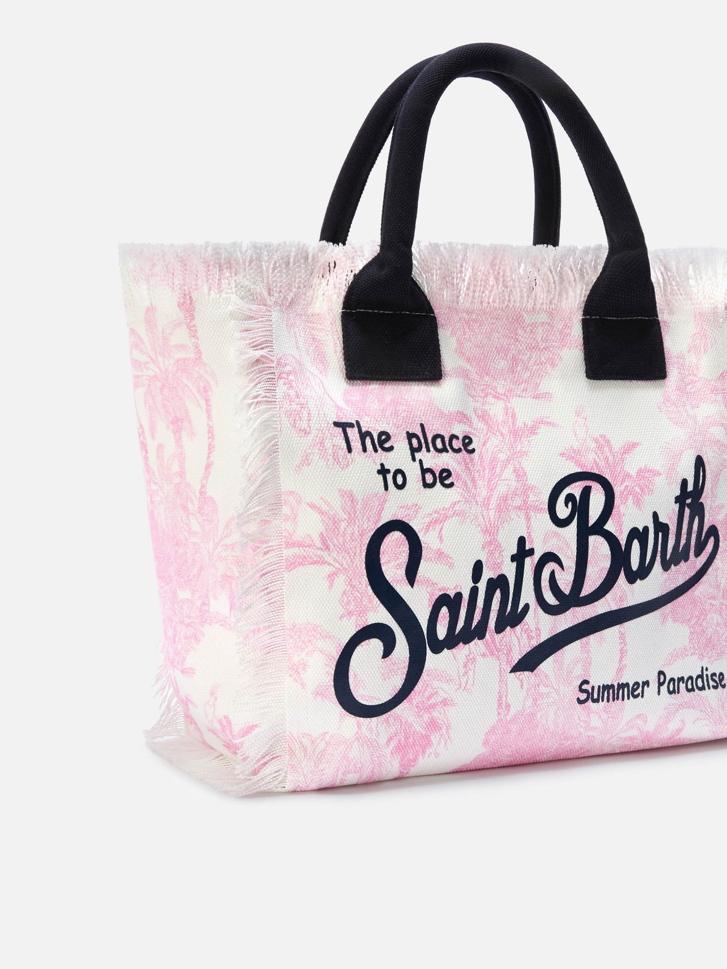 Regular Vanity canvas bag with pink toile de Jouy print