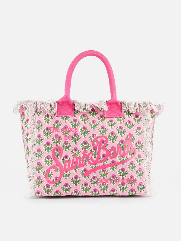 Borsa tote Vanity in tela di cotone a fiori