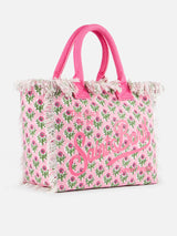 Borsa tote Vanity in tela di cotone a fiori