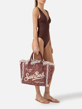 Regular Vanity canvas bag with brown animal print