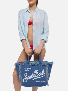 Vanity-Einkaufstasche aus Denimstoff