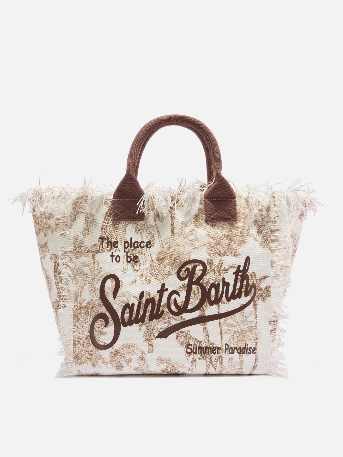 Regular Vanity canvas bag with brown toile de Jouy print