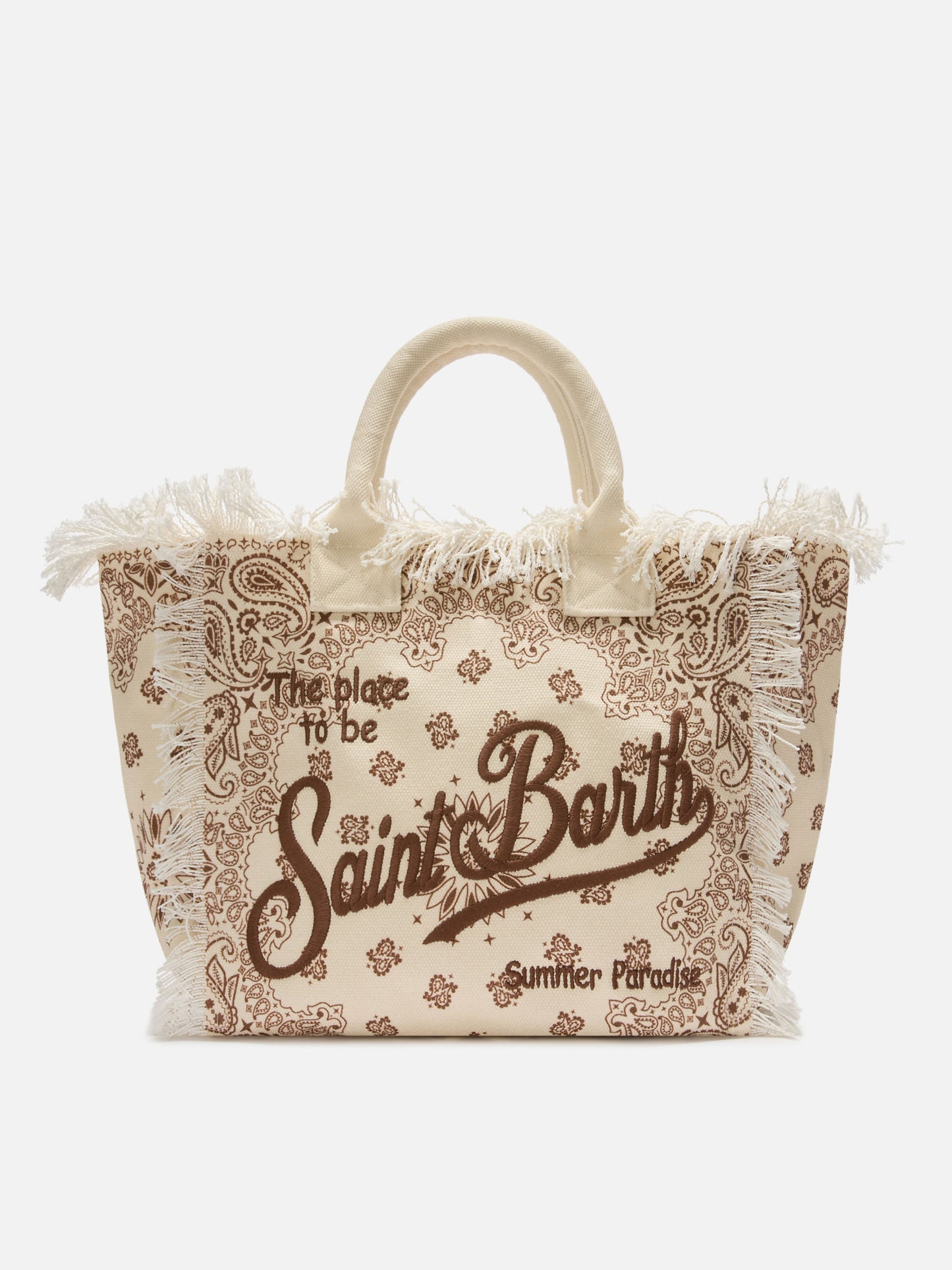 Borsa Vanity regular in canvas beige con stampa bandana