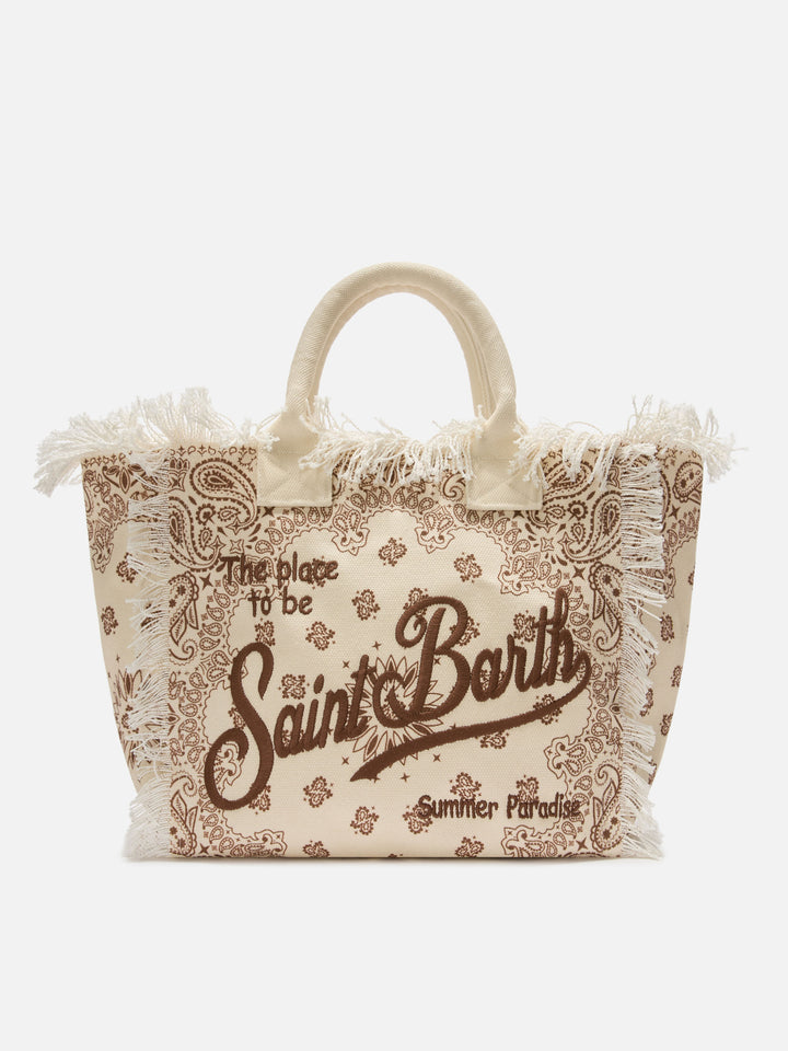 Borsa Vanity regular in canvas beige con stampa bandana