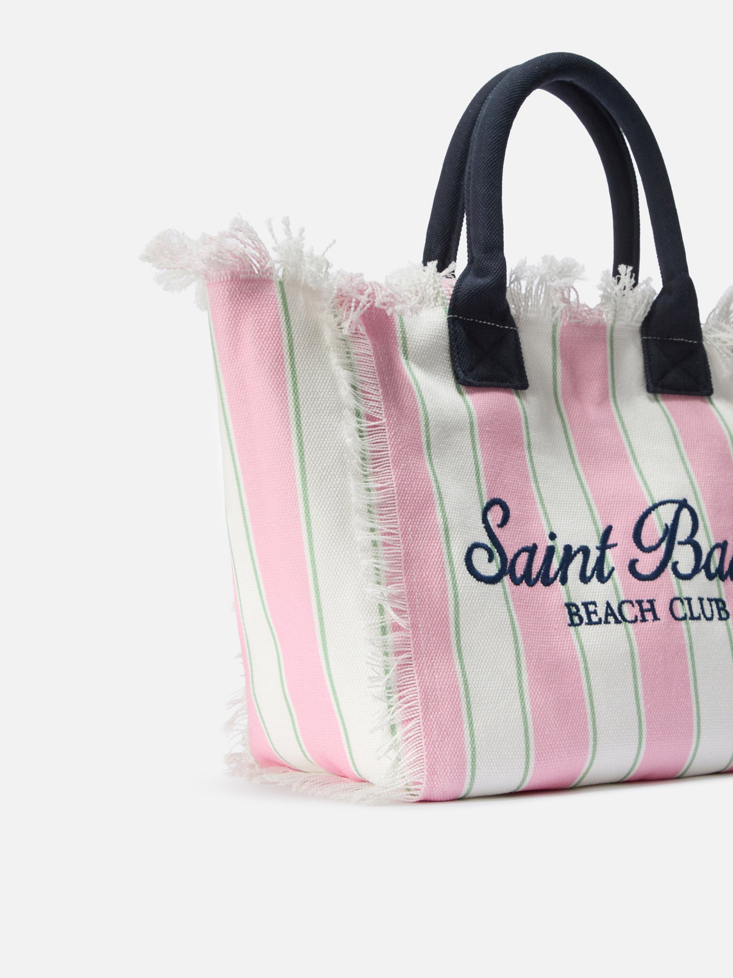 Pink canvas Vanity regular bag with vertical stripes