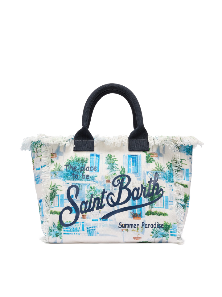 Borsa a spalla Vanity in canvas di cotone con stampa finestre greche | AI CO-CREATED DESIGN BY RICKDICK - POWERED BY RED-EYE