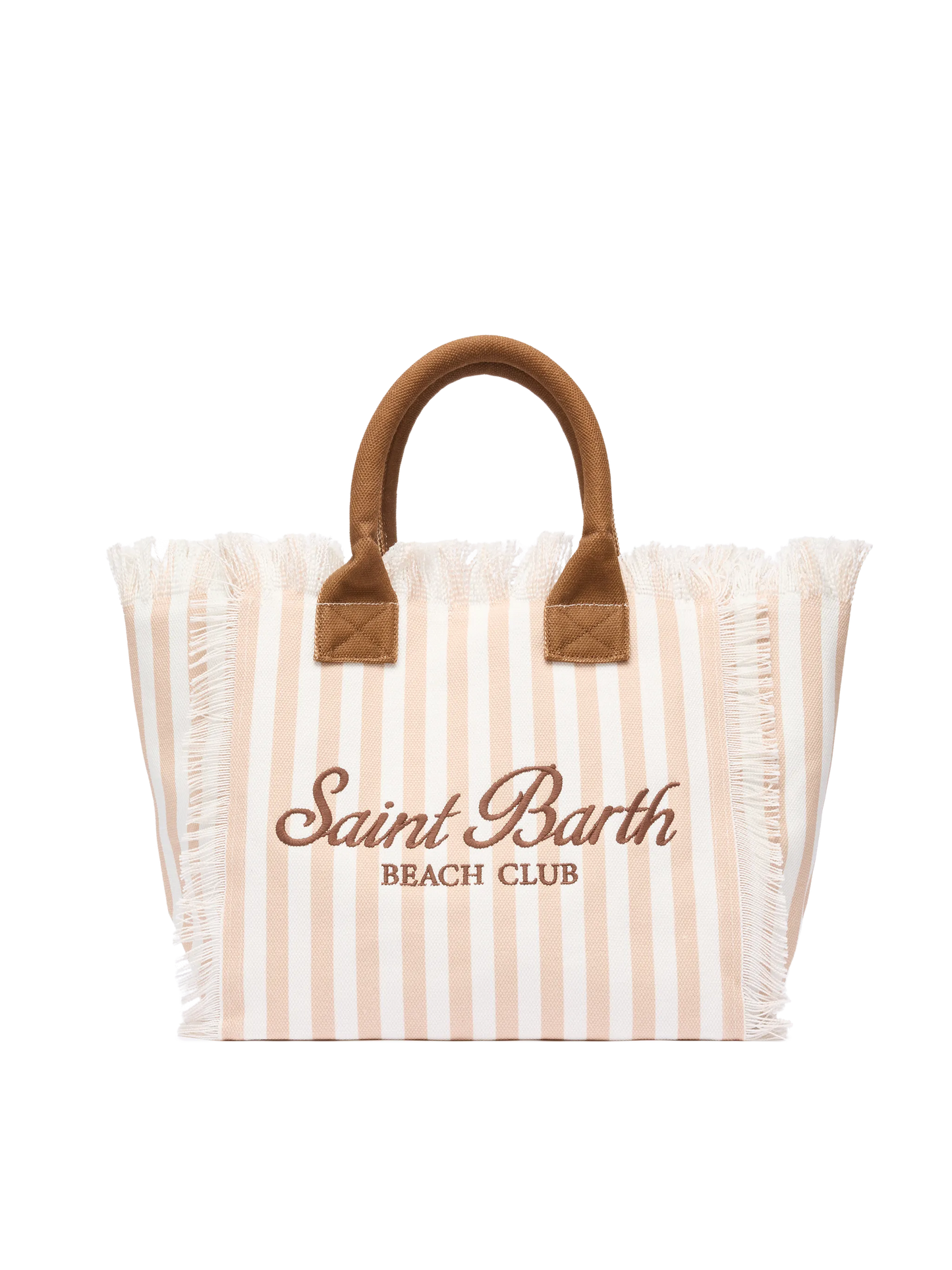 Cotton canvas Vanity tote bag with beige striped print