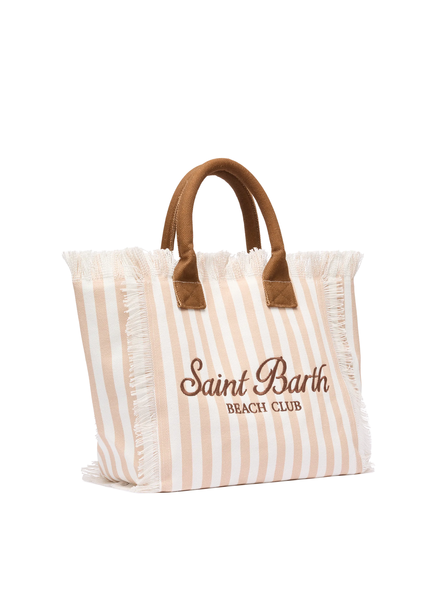Cotton canvas Vanity tote bag with beige striped print