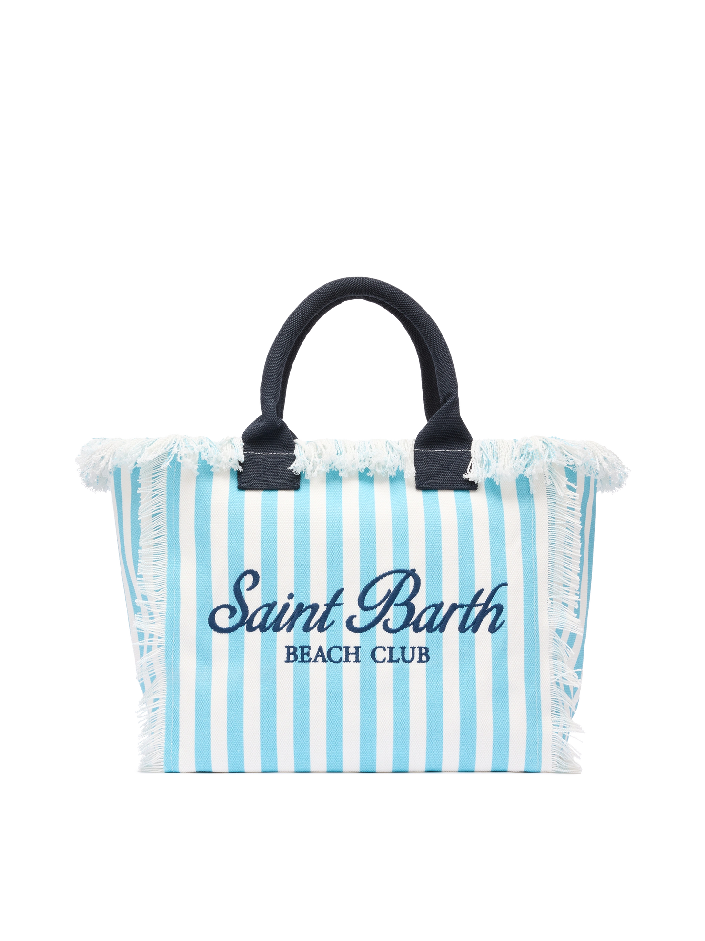 Cotton canvas Vanity tote bag with light blue striped print