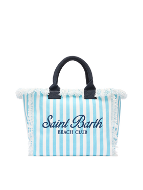 Cotton canvas Vanity tote bag with light blue striped print