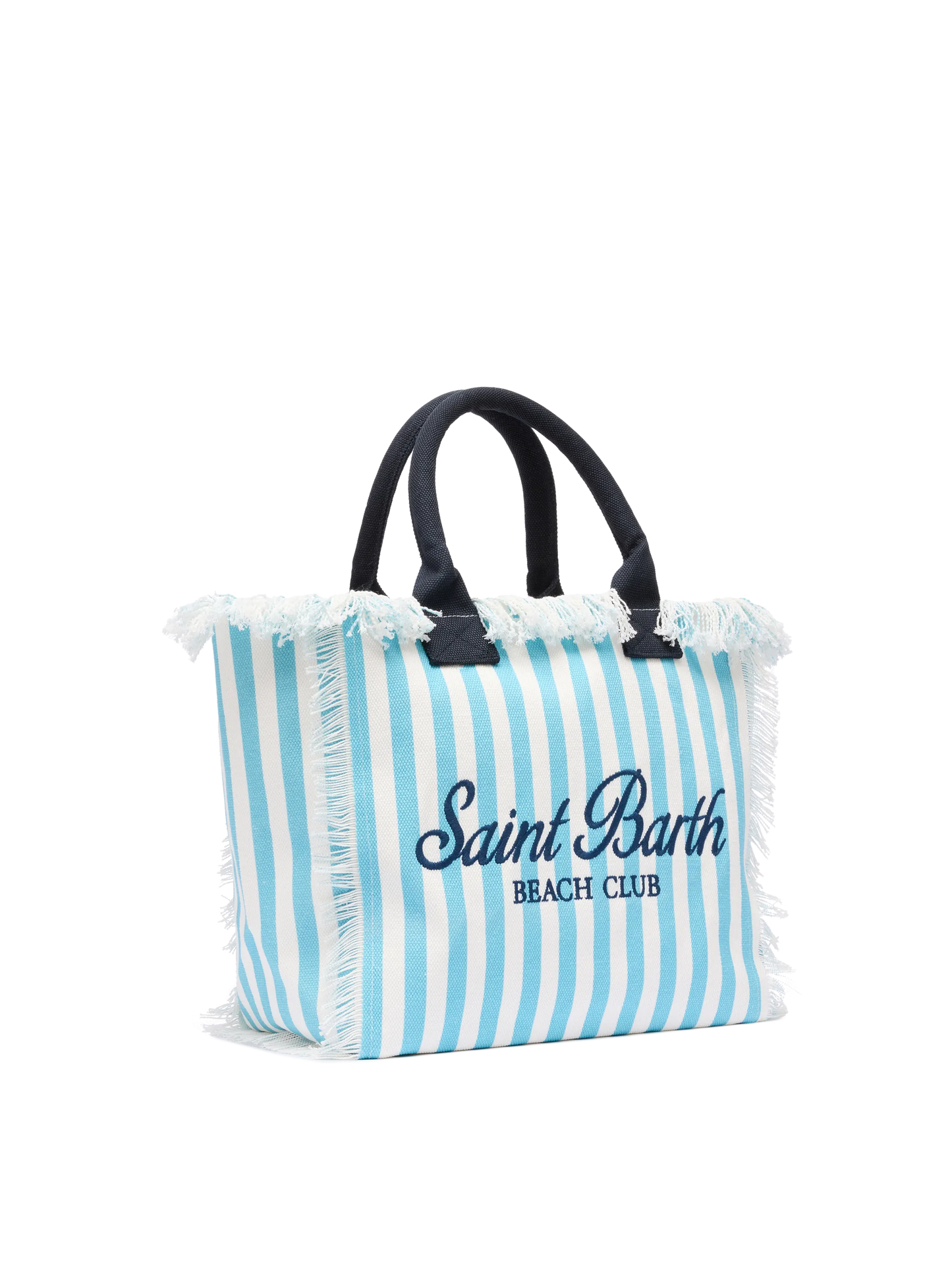 Cotton canvas Vanity tote bag with light blue striped print