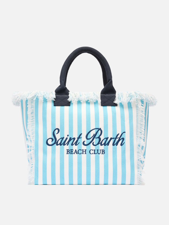Cotton canvas Vanity tote bag with light blue striped print