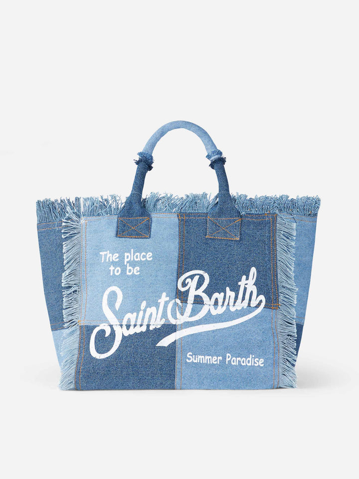 Denim patchwork cotton canvas Vanity tote bag - MC2 Saint Barth