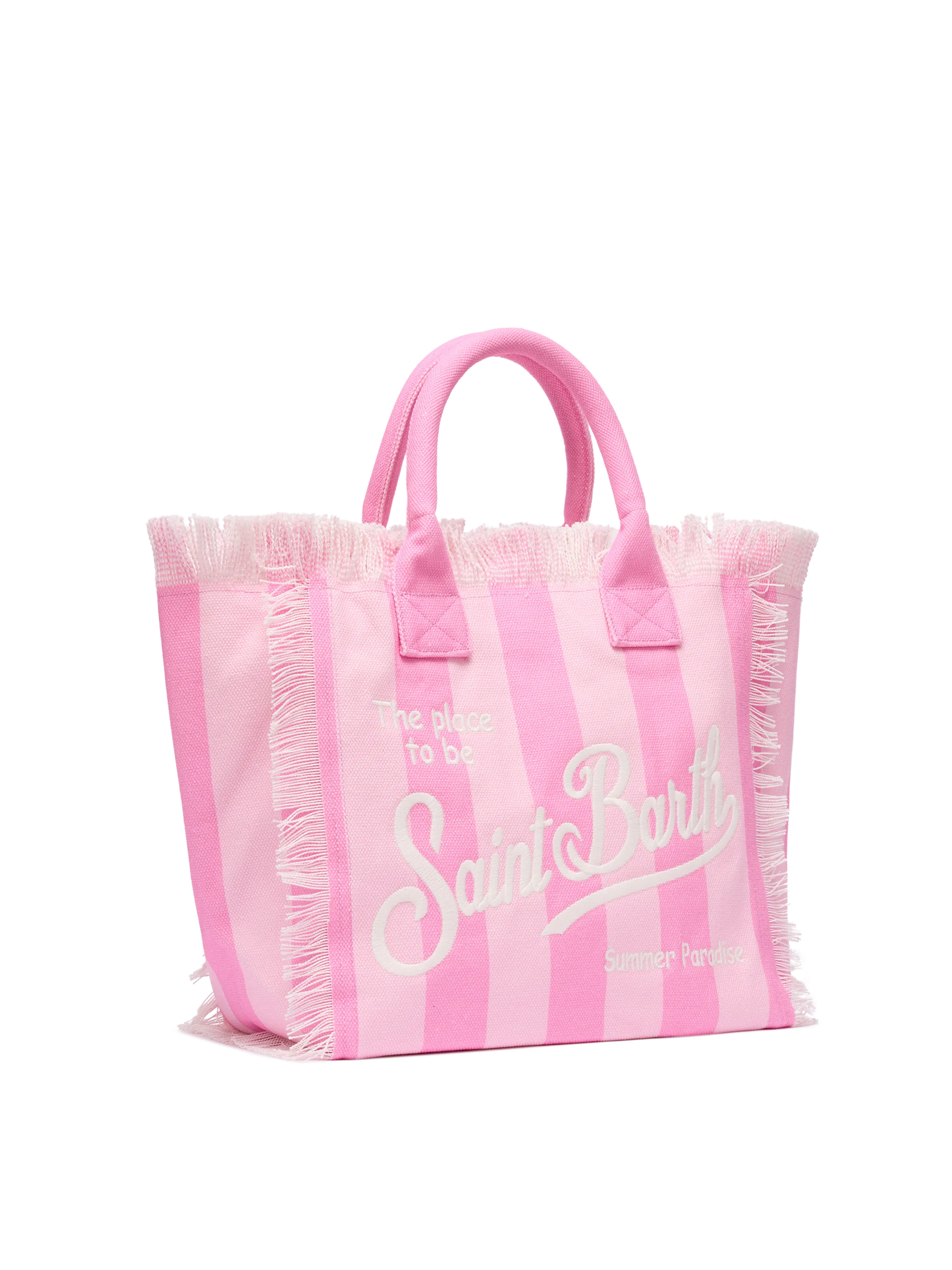 Vanity-Einkaufstasche aus Baumwollcanvas mit rosa Streifenmuster