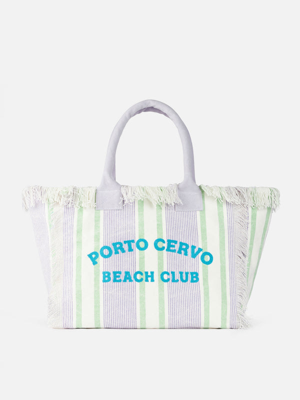 Borsa tote Vanity in tela di cotone a righe Porto Cervo Beach Club