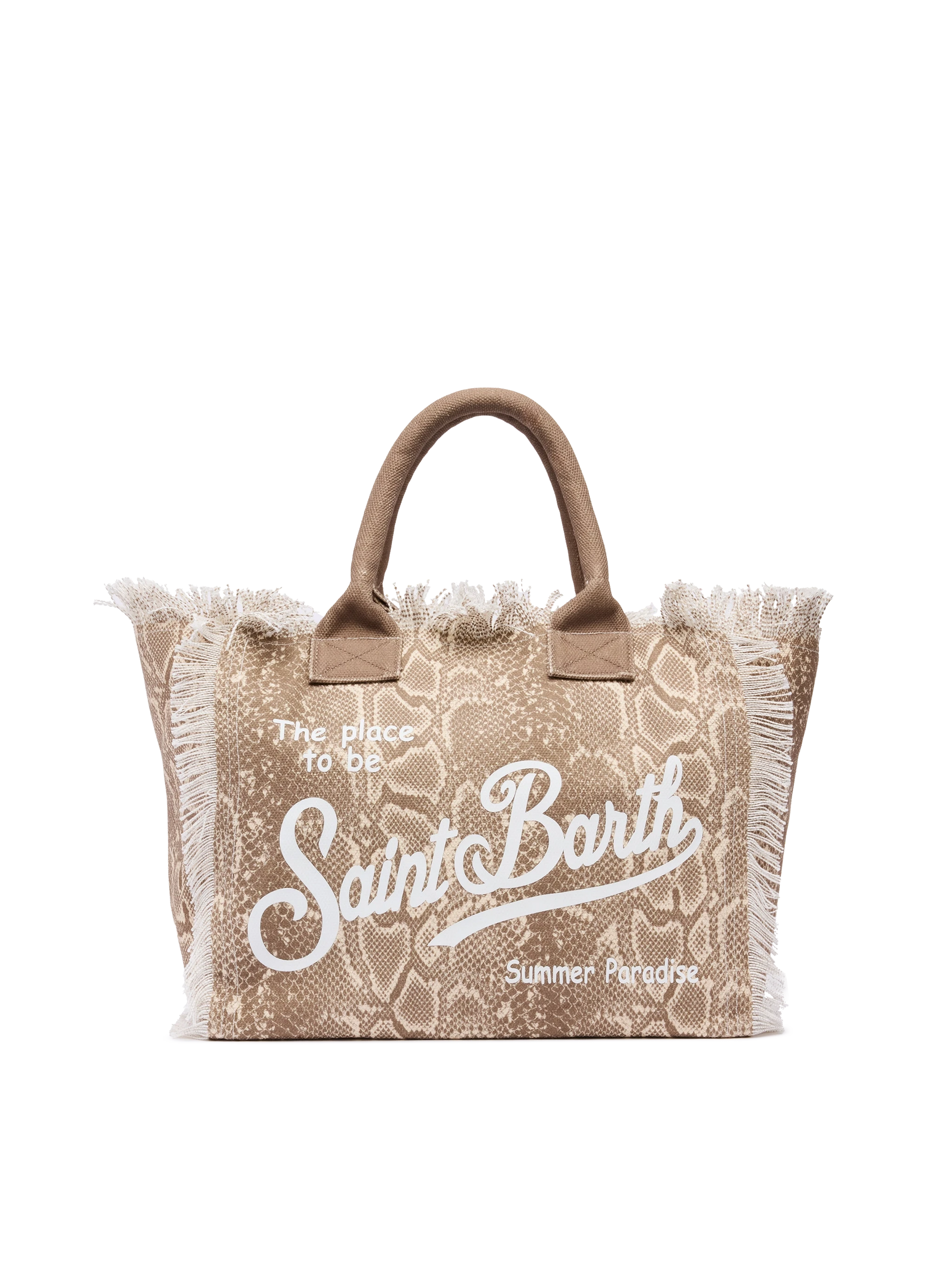 Cotton canvas Vanity tote bag with snake skin print - MC2 Saint Barth