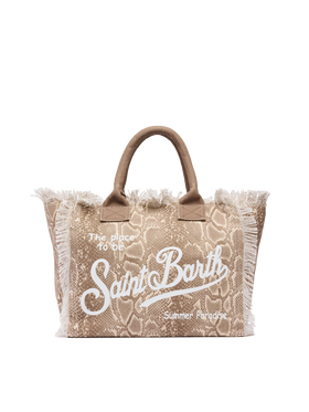Cotton canvas Vanity tote bag with snake skin print - MC2 Saint Barth