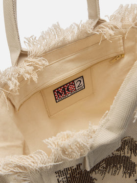 Canvas Vanity regular bag with palm print with rhinestones