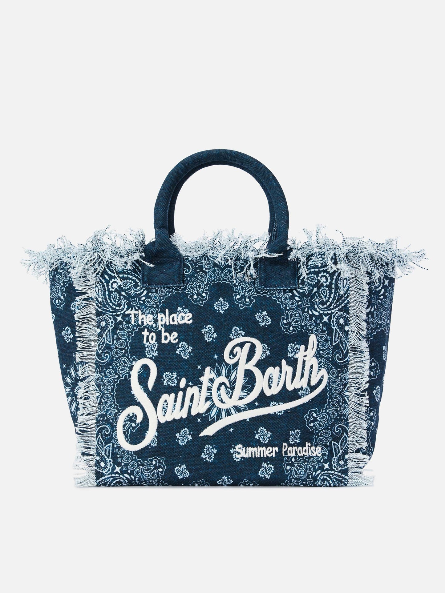 Light blue canvas Vanity regular bag with bandana print