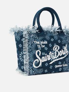 Light blue canvas Vanity regular bag with bandana print