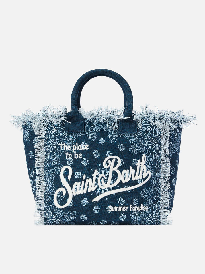 Borsa Vanity regular in canvas azzurro con stampa bandana