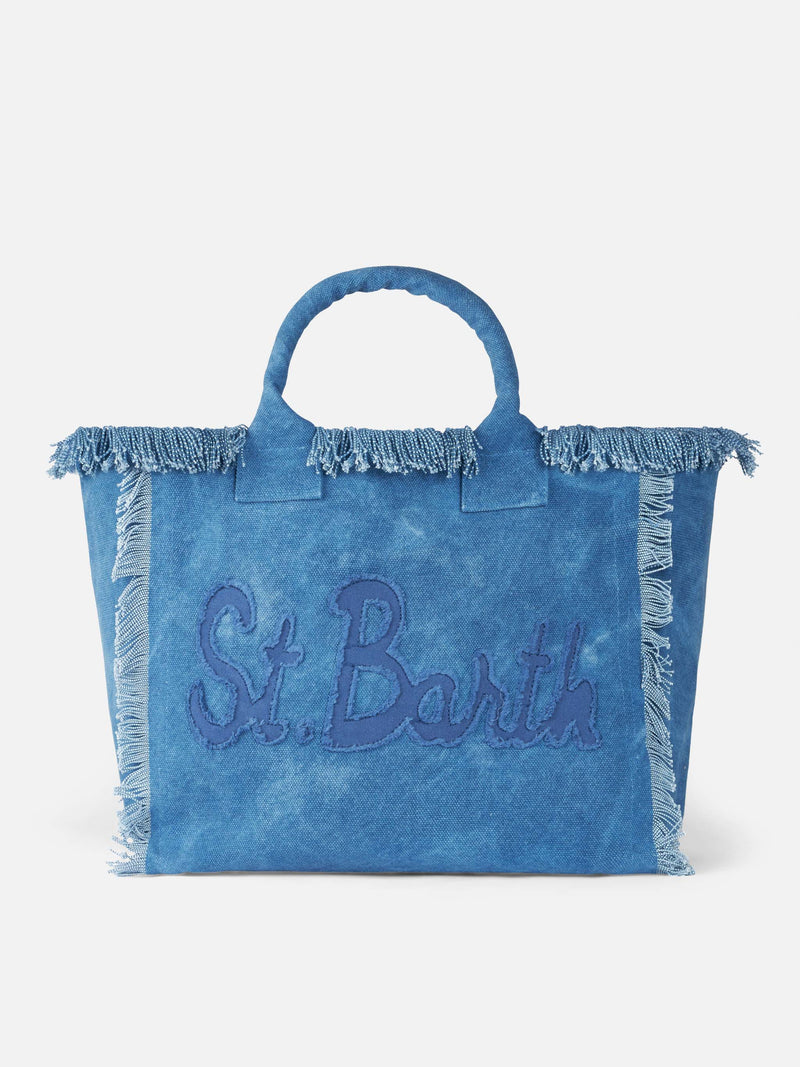 Borsa tote Vanity in tela di cotone denim con logo