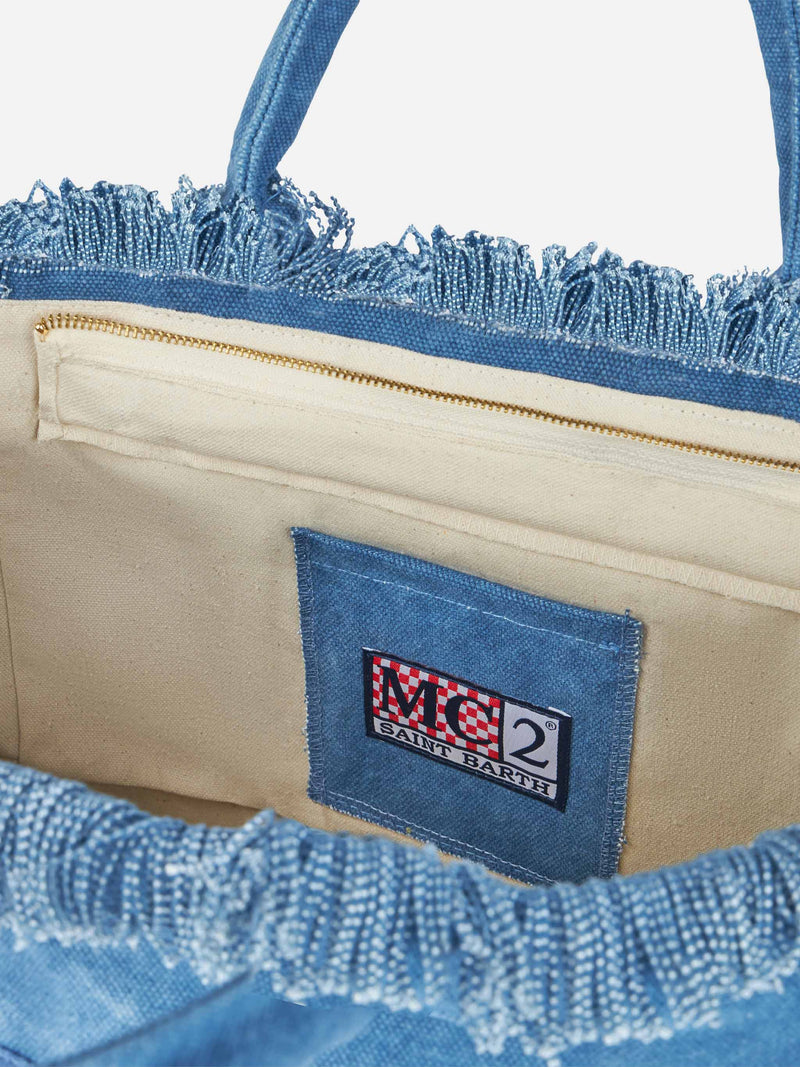 Borsa tote Vanity in tela di cotone denim con logo