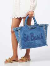 Borsa tote Vanity in tela di cotone denim con logo