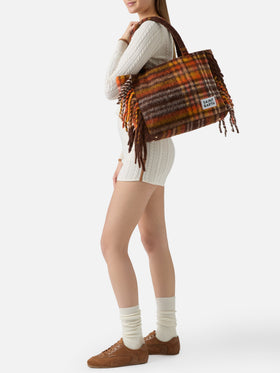 Borsa a spalla Vanity Blanket con stampa a quadri