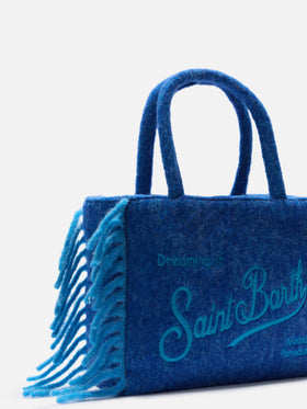 Vanity blanket shoulder bag with side fringes