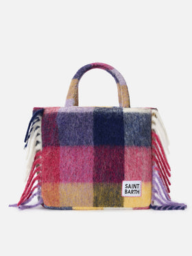 Vanity blanket shoulder bag with check print