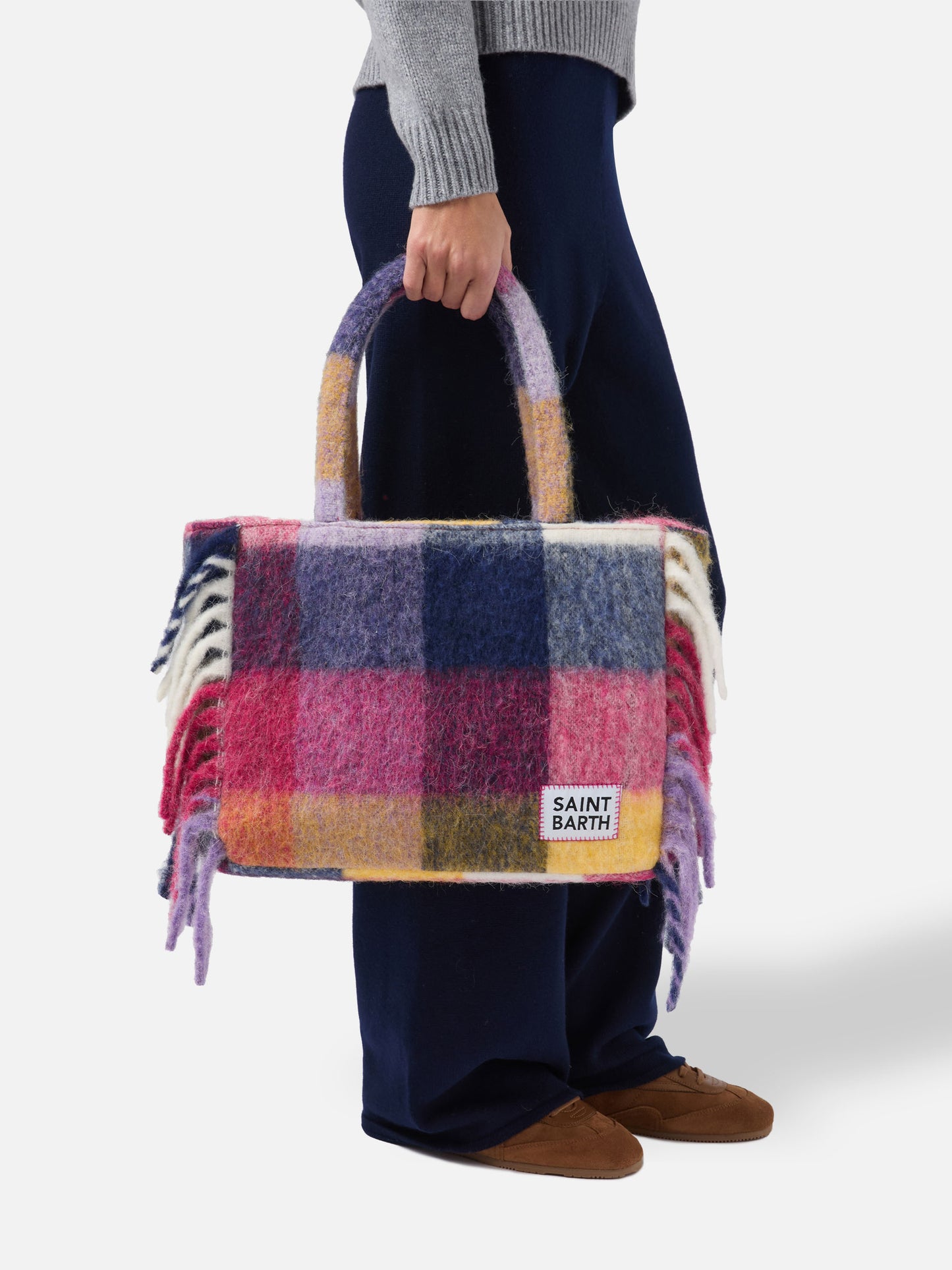 Vanity blanket shoulder bag with check print
