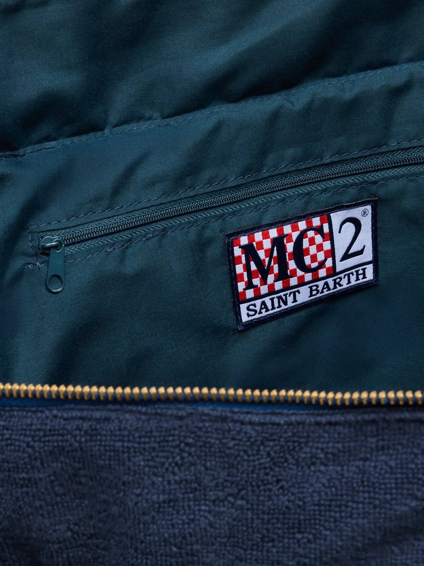 Marineblaue Einkaufstasche Vanity Terry mit geprägtem Logo
