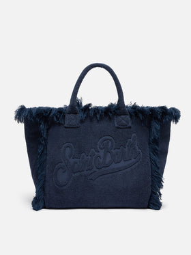 Marineblaue Einkaufstasche Vanity Terry mit geprägtem Logo