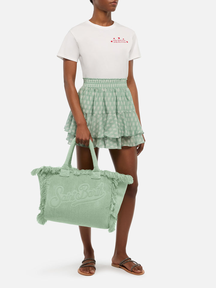 Borsa Vanity regular in tessuto effetto spugna verde menta tinta unita