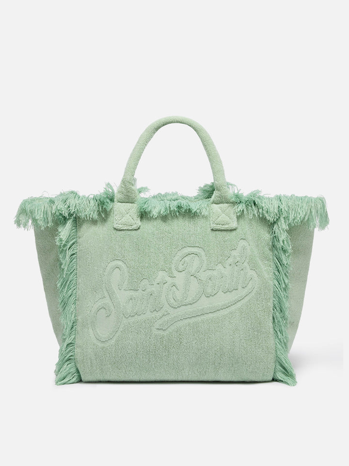 Vanity Terry – Tragetasche in Salbeigrün mit geprägtem Logo