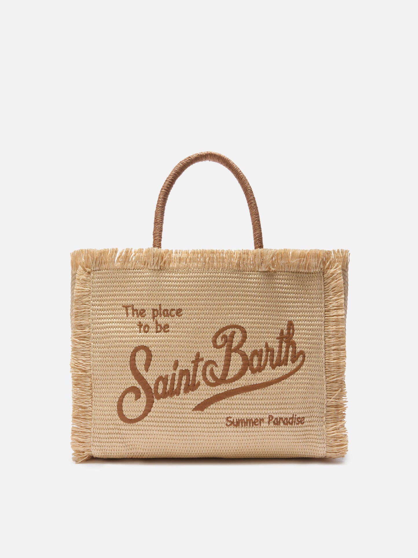 Borsa Vanity regular effetto paglia con logo ricamato