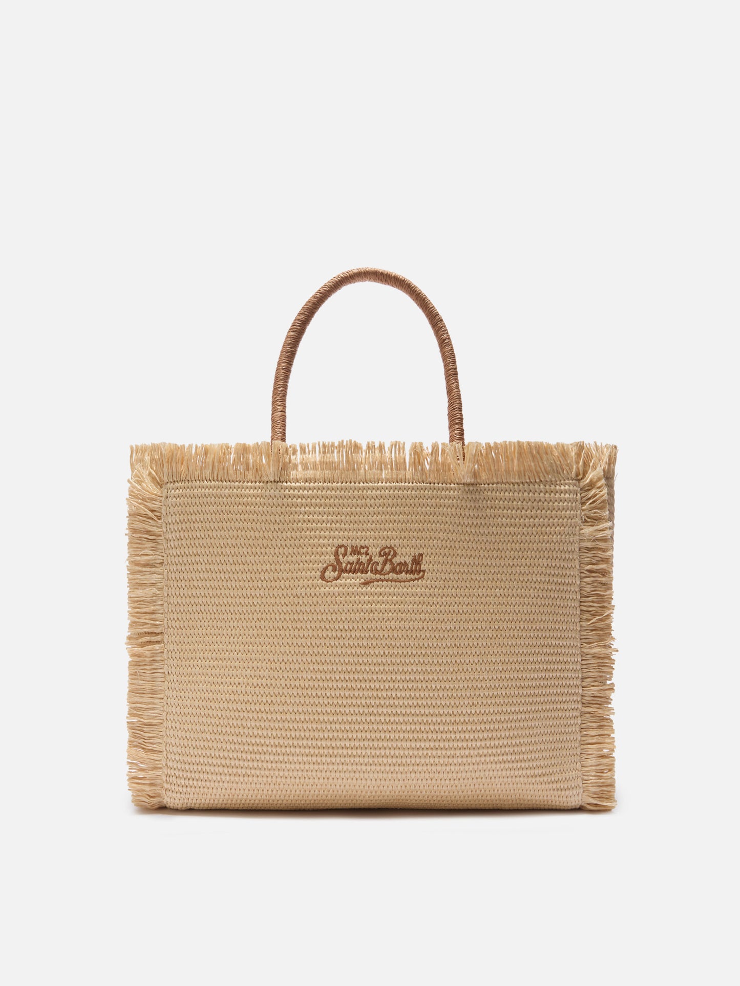 Borsa Vanity regular effetto paglia con logo ricamato