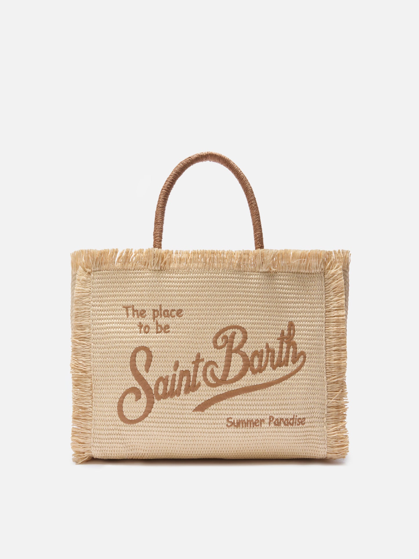 Regular Vanity straw effect bag with embroidered logo