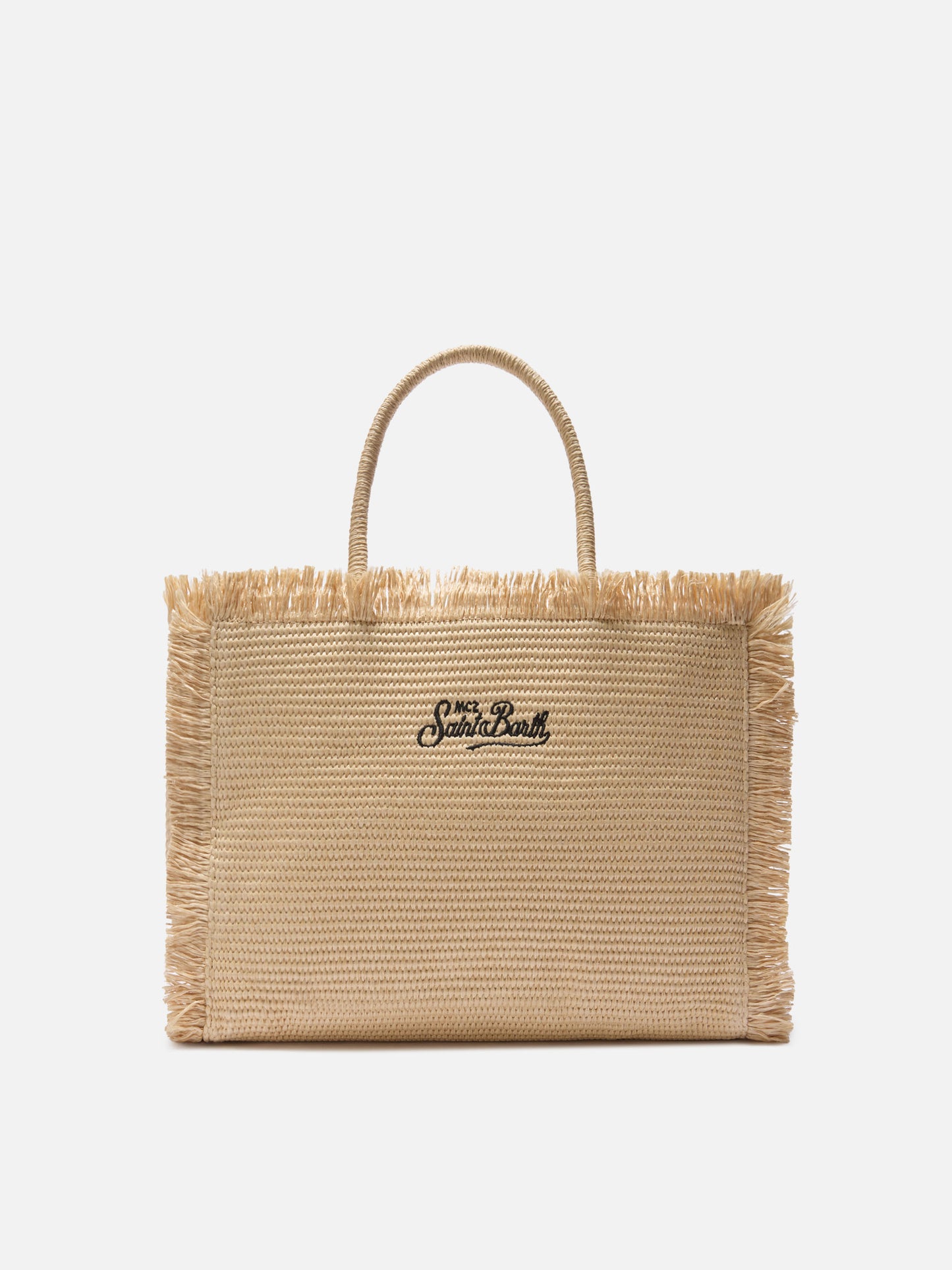 Regular Vanity straw effect bag with contrasting embroidered logo
