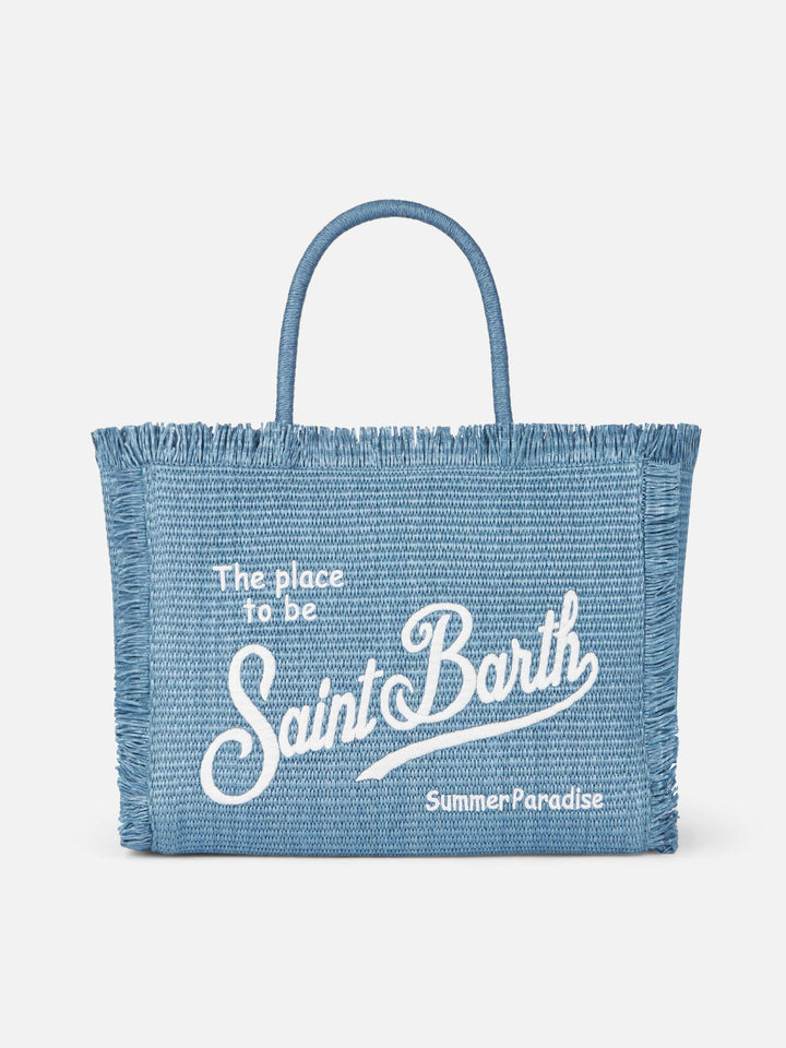Denim blue straw effect Vanity tote bag - MC2 Saint Barth