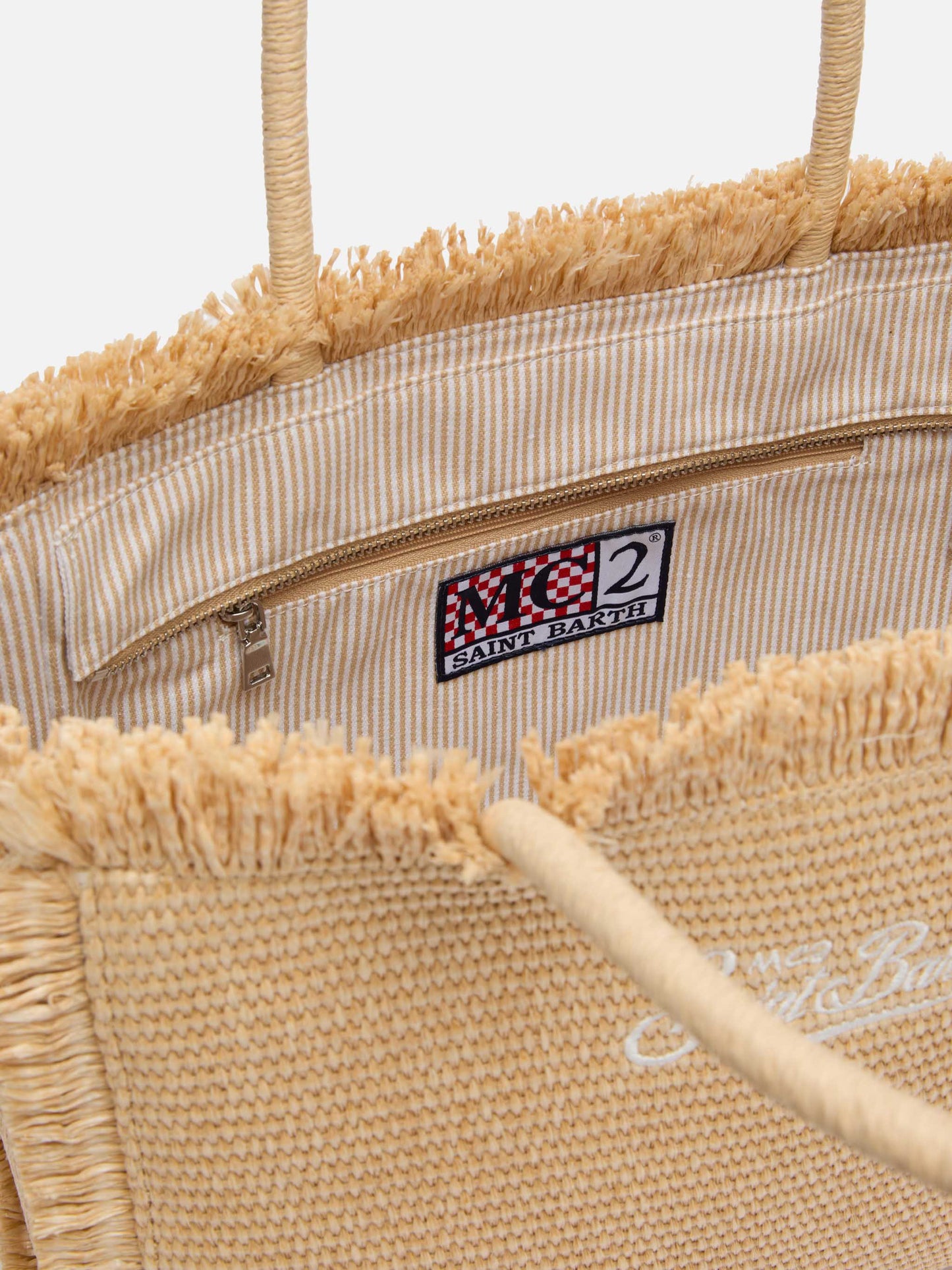 Beige straw effect Vanity tote bag
