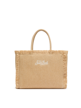 Beige straw effect Vanity tote bag