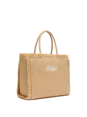 Beige straw effect Vanity tote bag