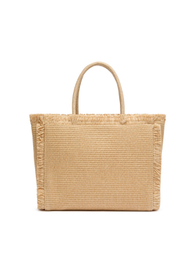 Beige straw effect Vanity tote bag