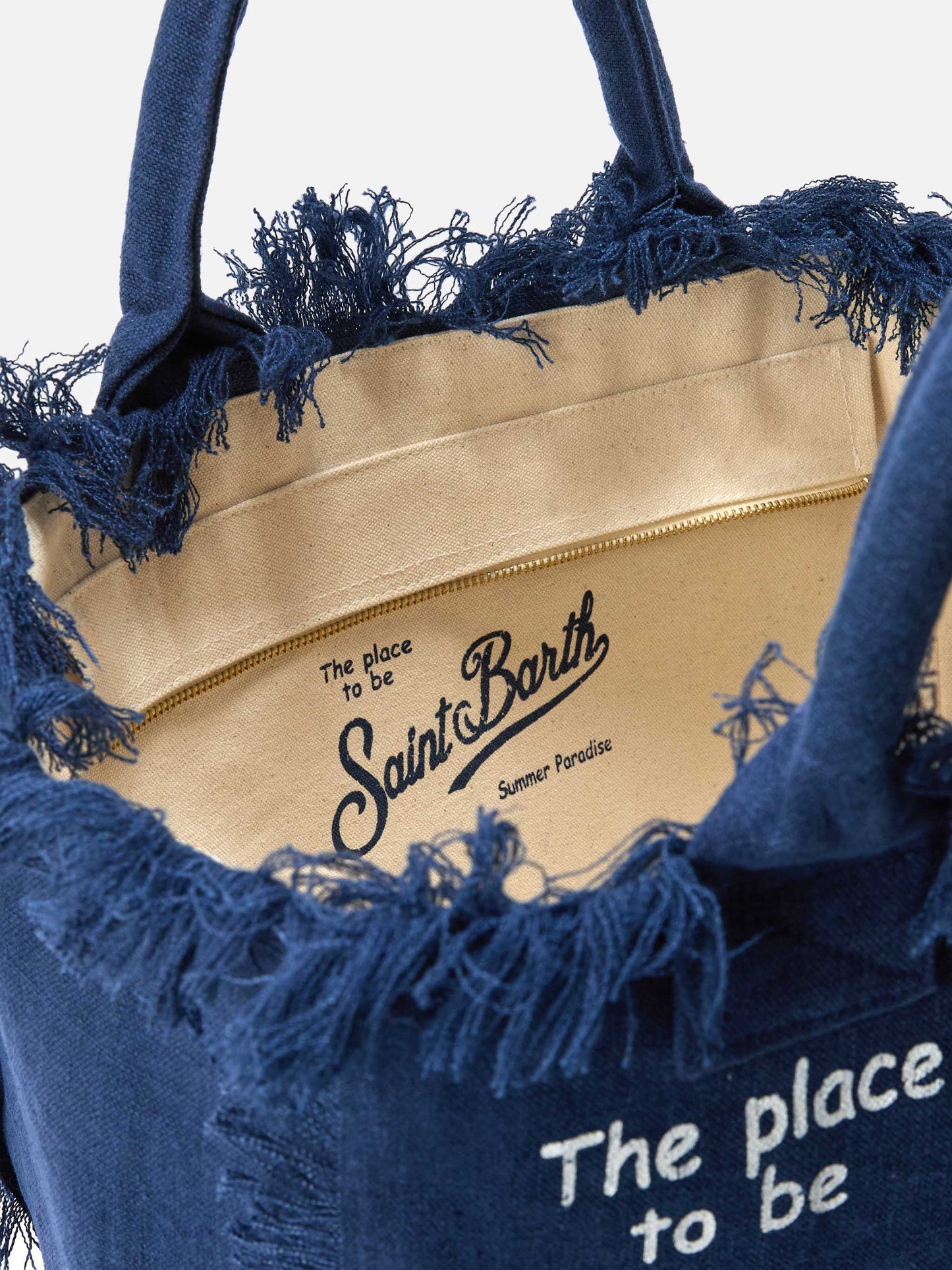 Blue solid color linen Vanity regular bag