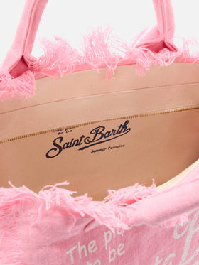 Pink solid color linen Vanity regular bag